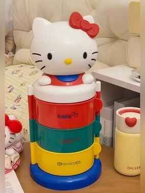 Hello Kitty Multicolor Stackable Storage Tower - Red, Green, Yellow, Blue, White